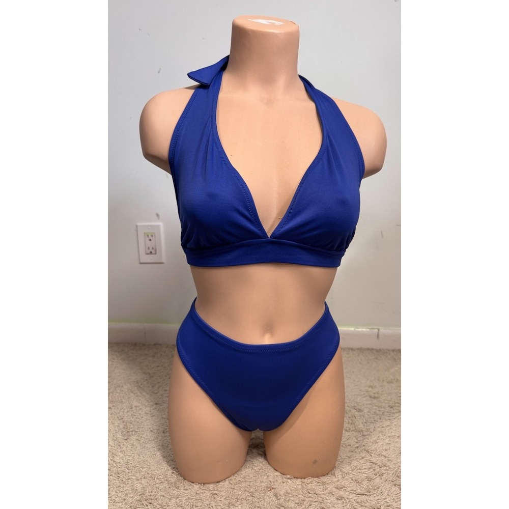 J.Crew Royal Blue Bikini Set Supportive Size L Resort Wear Pool Cruise Vacation